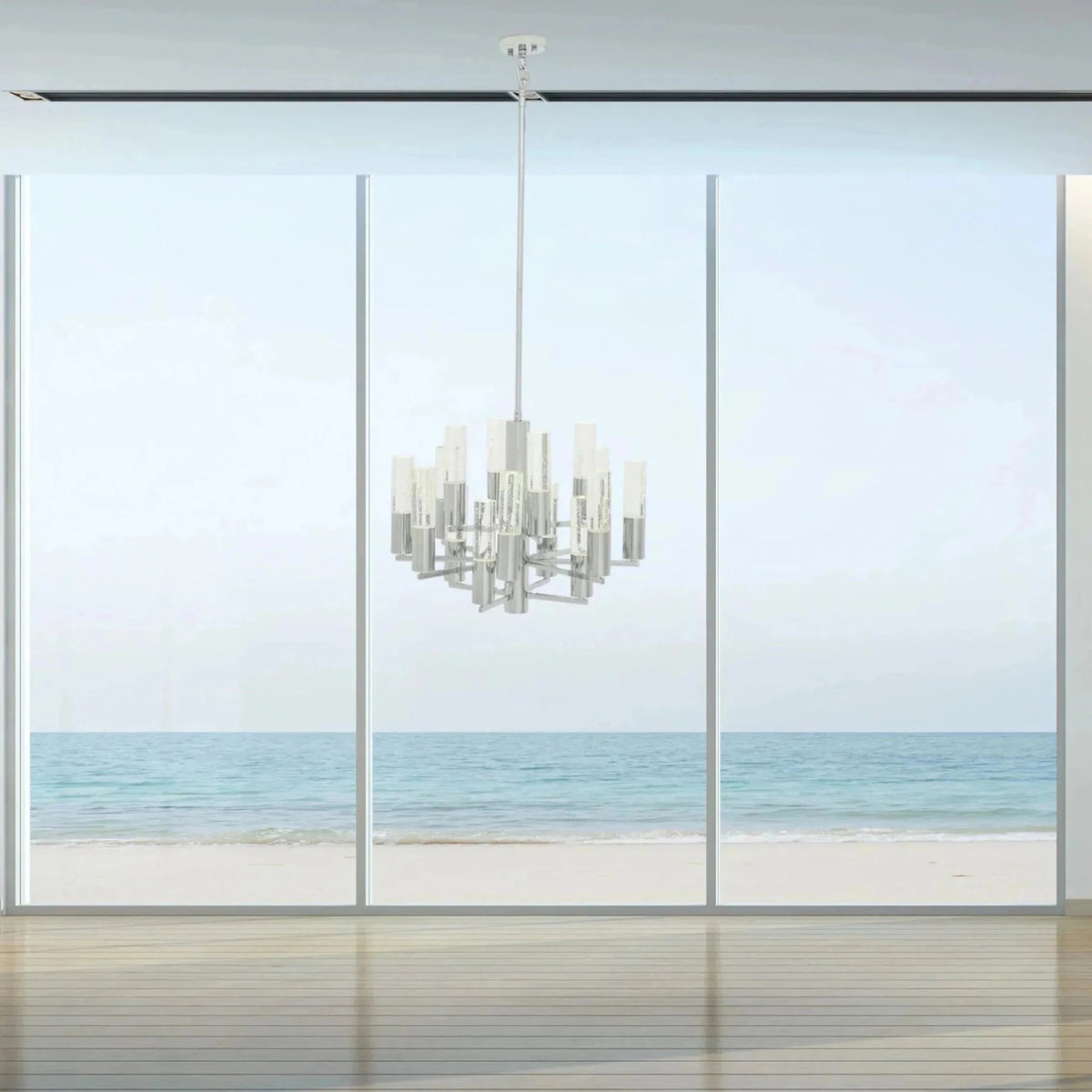 Crystal Cylinders Chandelier 16 Lights Dimmable - Zelno Lighting
