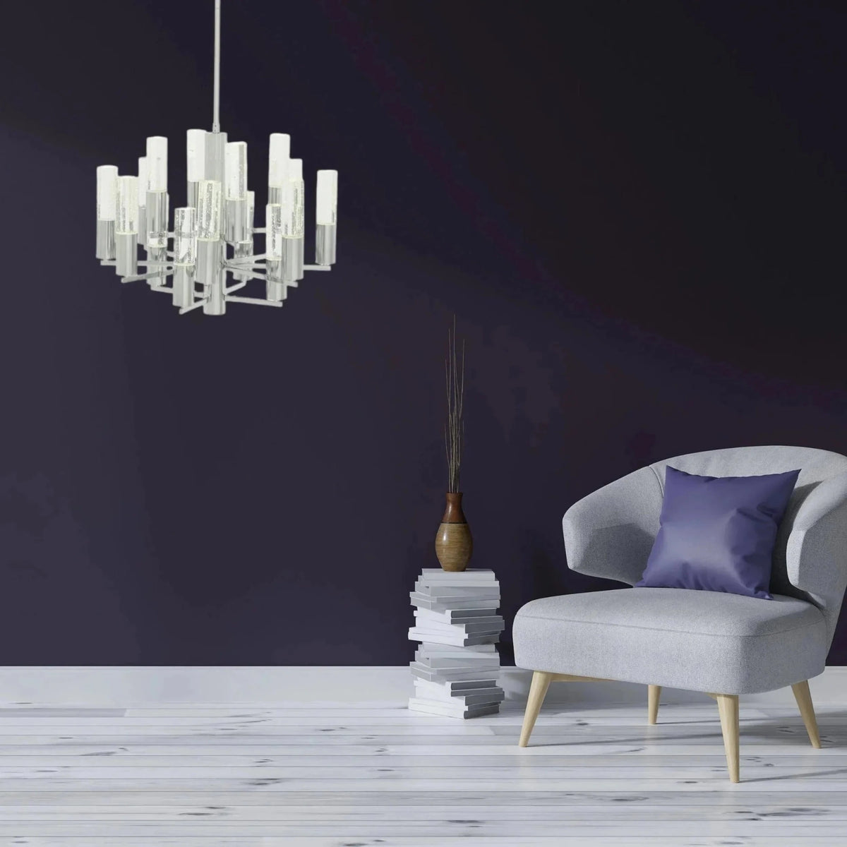 Crystal Cylinders Chandelier 16 Lights Dimmable - Zelno Lighting