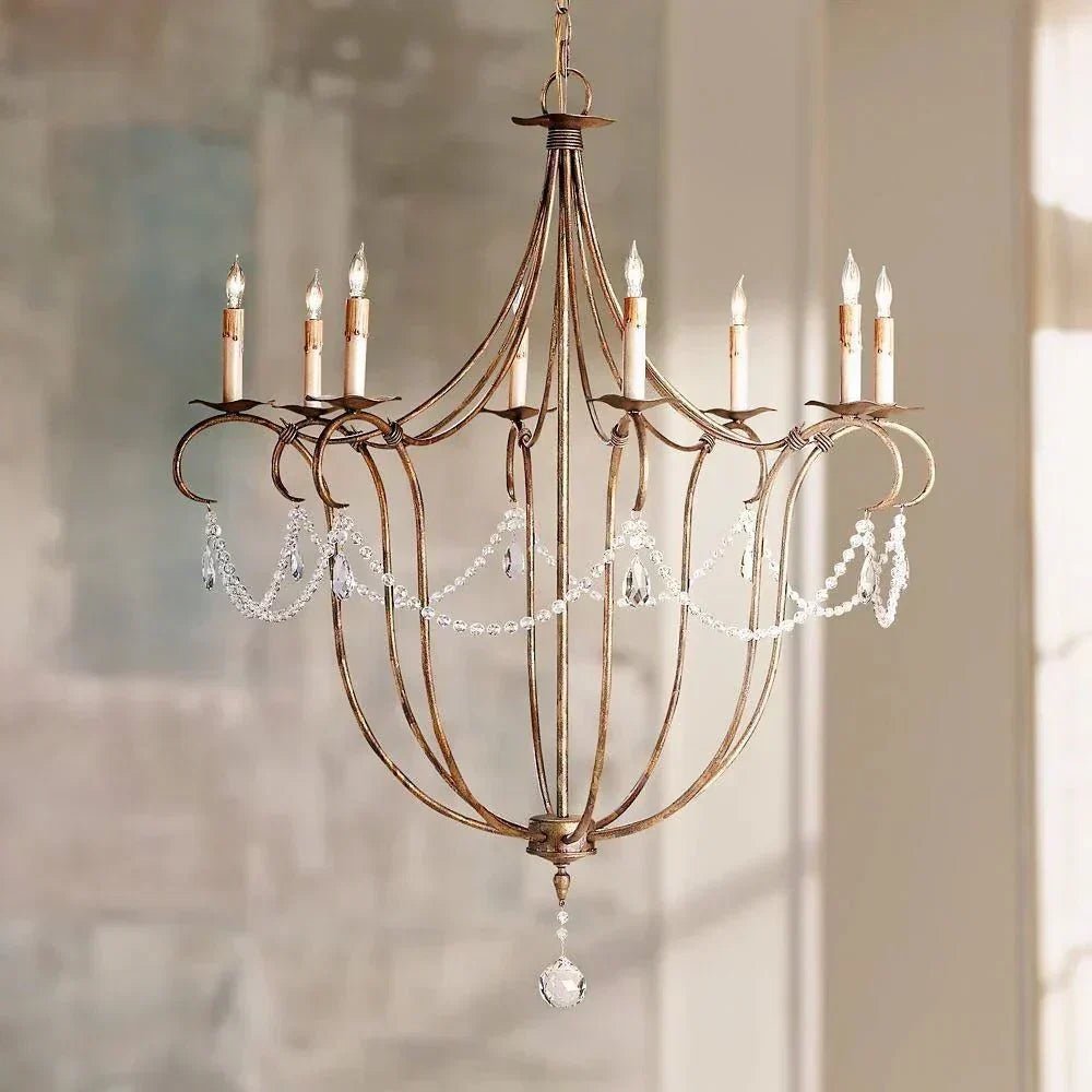 Crystal Lights Large Gold & Silver Chandelier For living room - Zelno