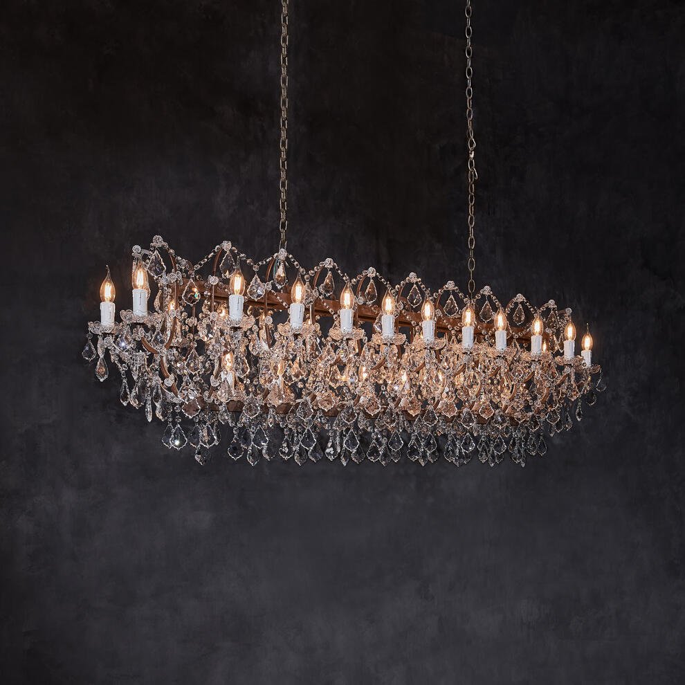 Crystal Rectangular Chandelier - Zelno Lighting