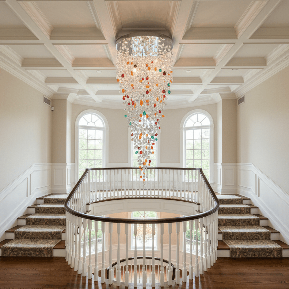 Crystal Stone Crystal Spiral Chandelier - Zelno Lighting
