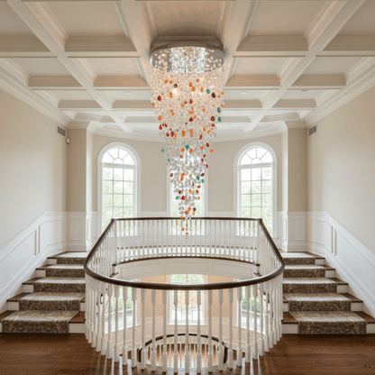 Crystal Stone Crystal Spiral Chandelier - Zelno Lighting