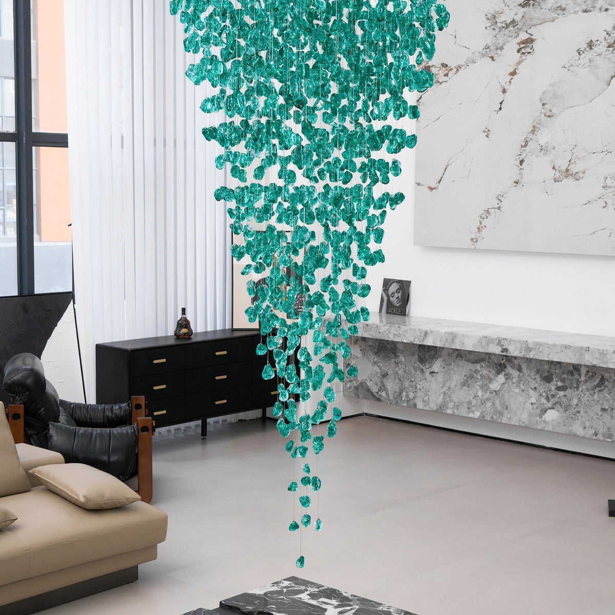 Crystal Stone Crystal Spiral Chandelier - Zelno Lighting