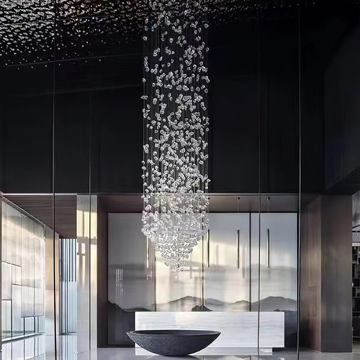 Crystal Stone Crystal Spiral Chandelier - Zelno Lighting