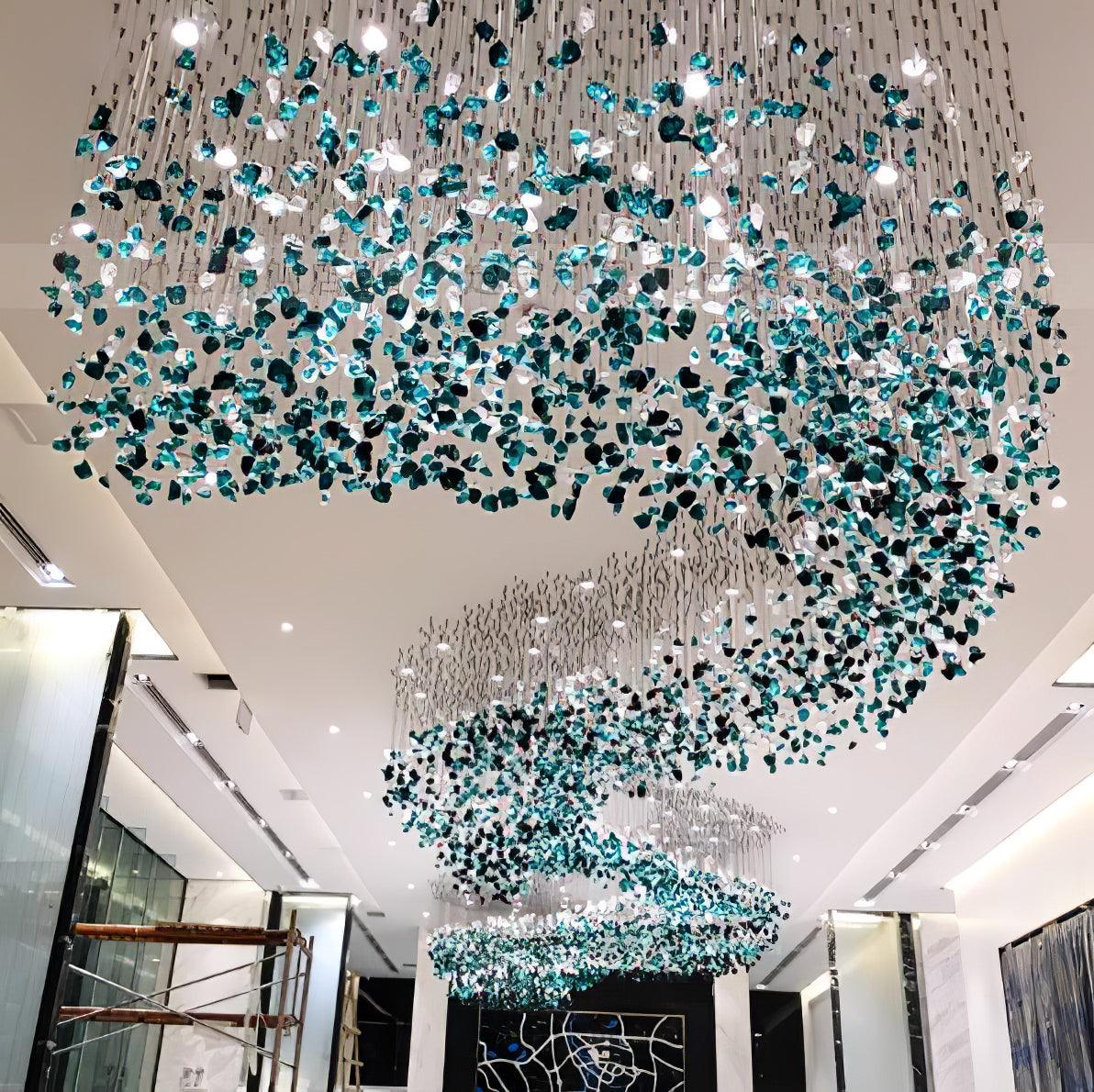 Crystal Stone Crystal Spiral Chandelier - Zelno Lighting