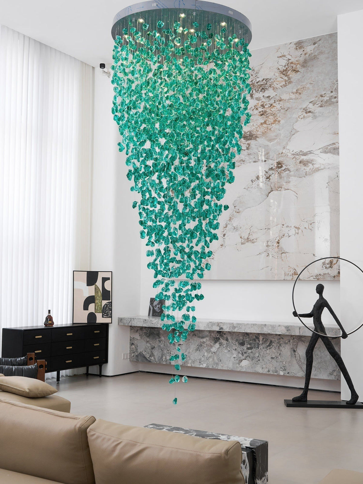 Crystal Stone Crystal Spiral Chandelier - Zelno Lighting