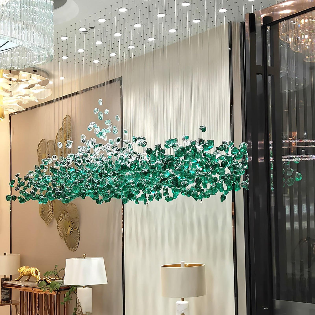 Crystal Stone Crystal Spiral Chandelier - Zelno Lighting