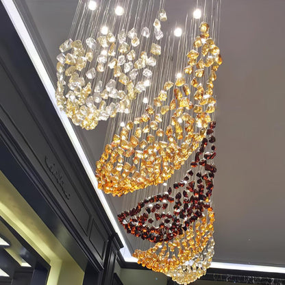Crystal Stone Crystal Spiral Chandelier - Zelno Lighting