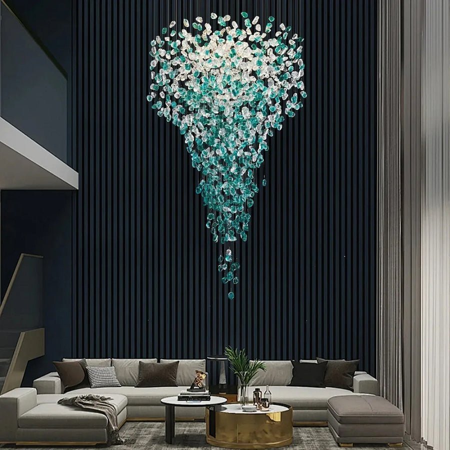 Crystal Stone Crystal Spiral Chandelier - Zelno Lighting