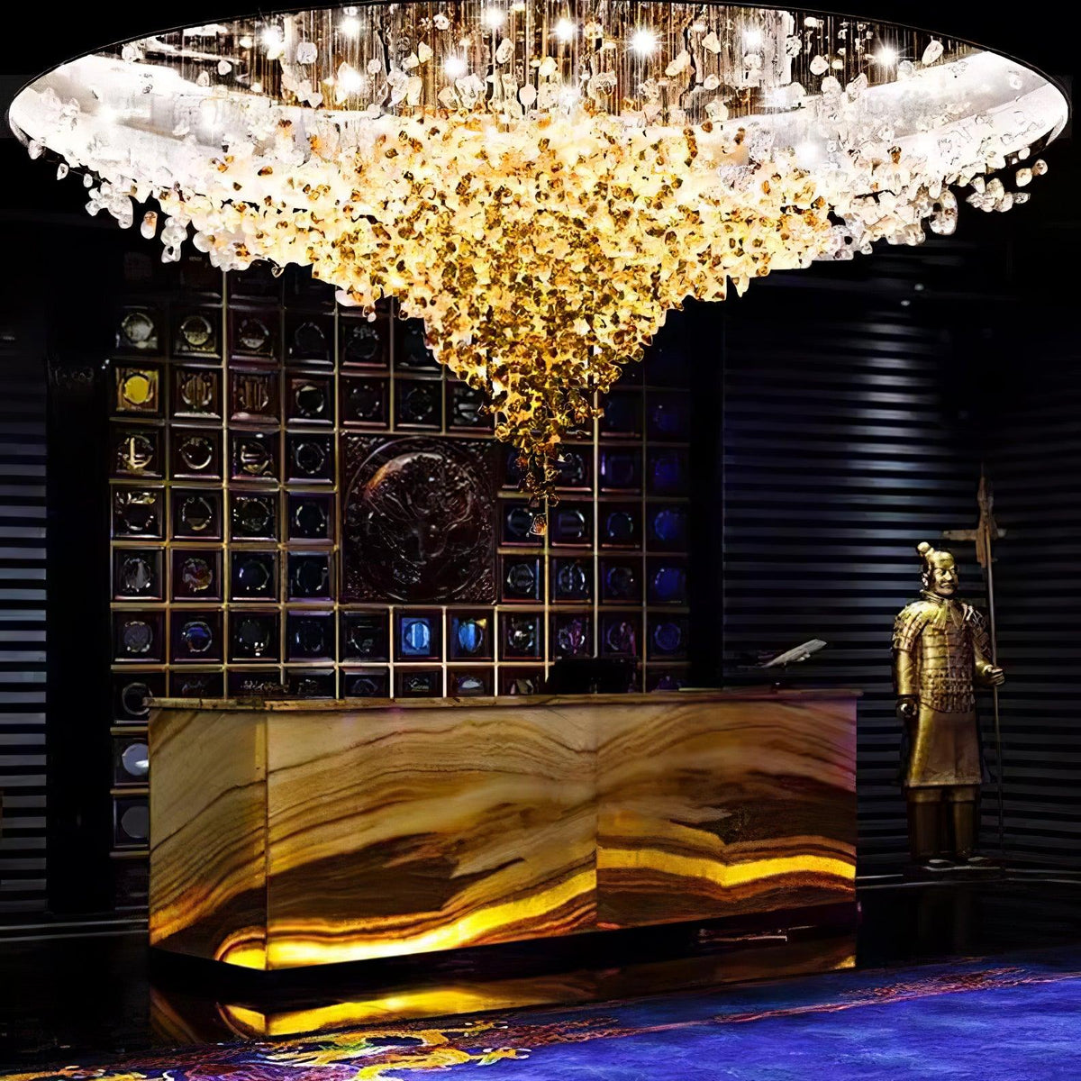 Crystal Stone Crystal Spiral Chandelier - Zelno Lighting