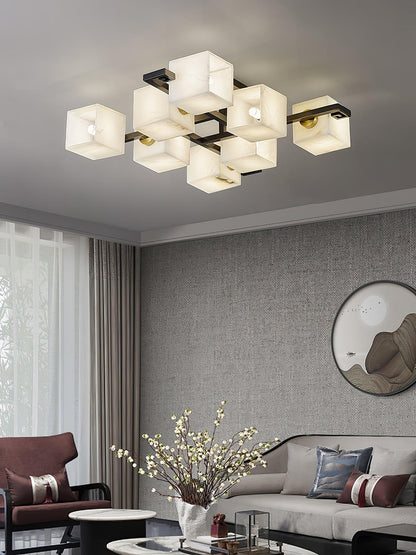 Cubist Alabaster Cluster Ceiling Lamp - Zelno Lighting