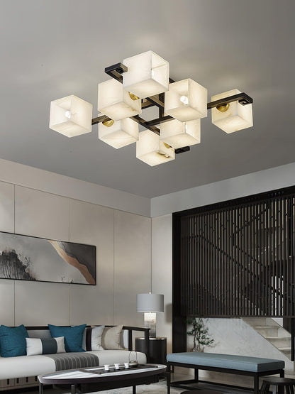 Cubist Alabaster Cluster Ceiling Lamp - Zelno Lighting