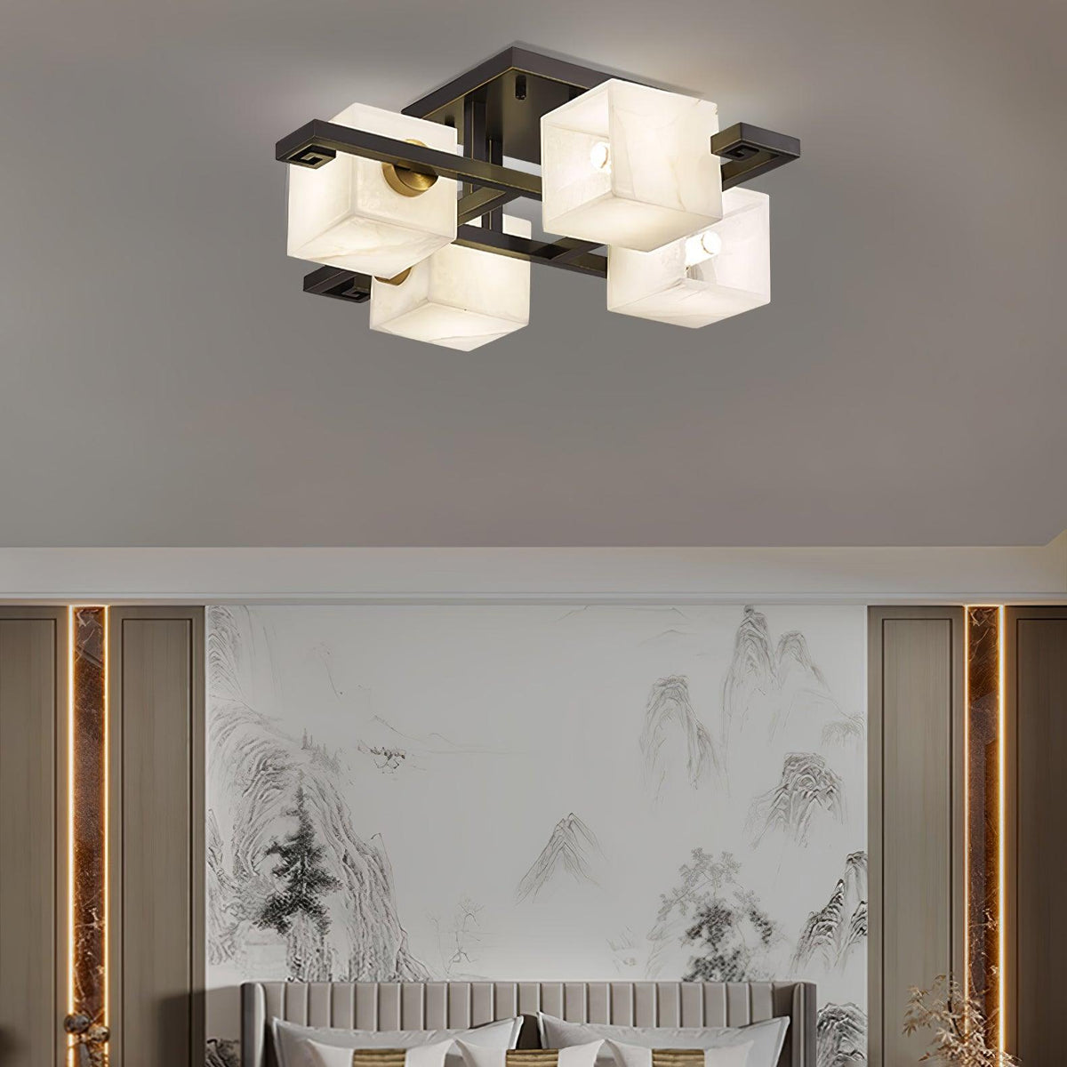 Cubist Alabaster Cluster Ceiling Lamp - Zelno Lighting