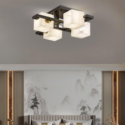 Cubist Alabaster Cluster Ceiling Lamp - Zelno Lighting