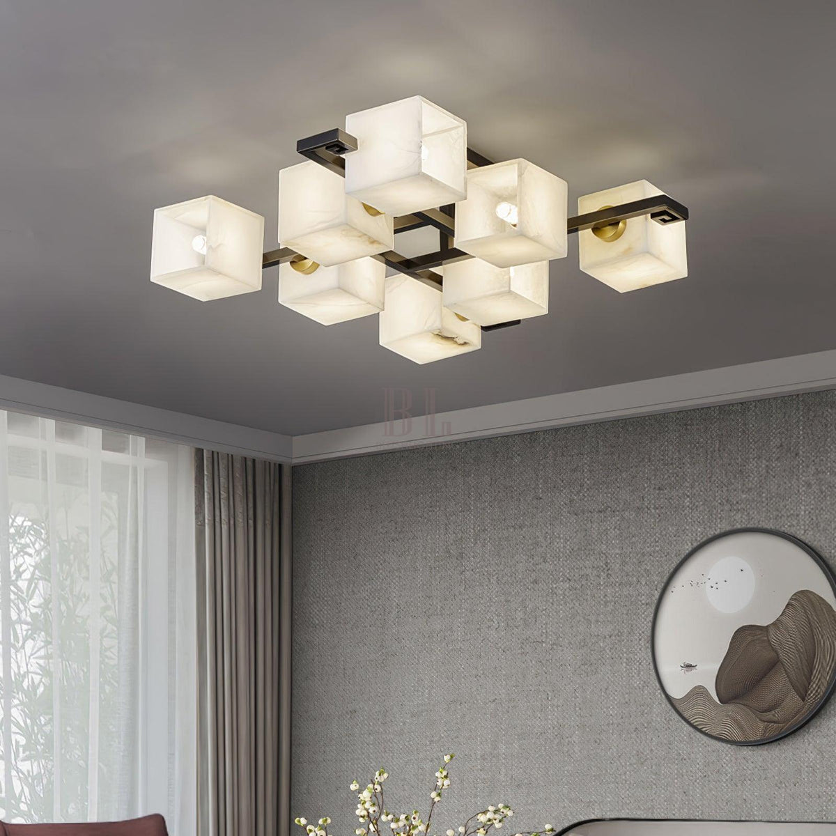 Cubist Alabaster Cluster Ceiling Lamp - Zelno Lighting