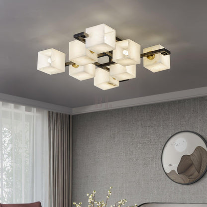 Cubist Alabaster Cluster Ceiling Lamp - Zelno Lighting