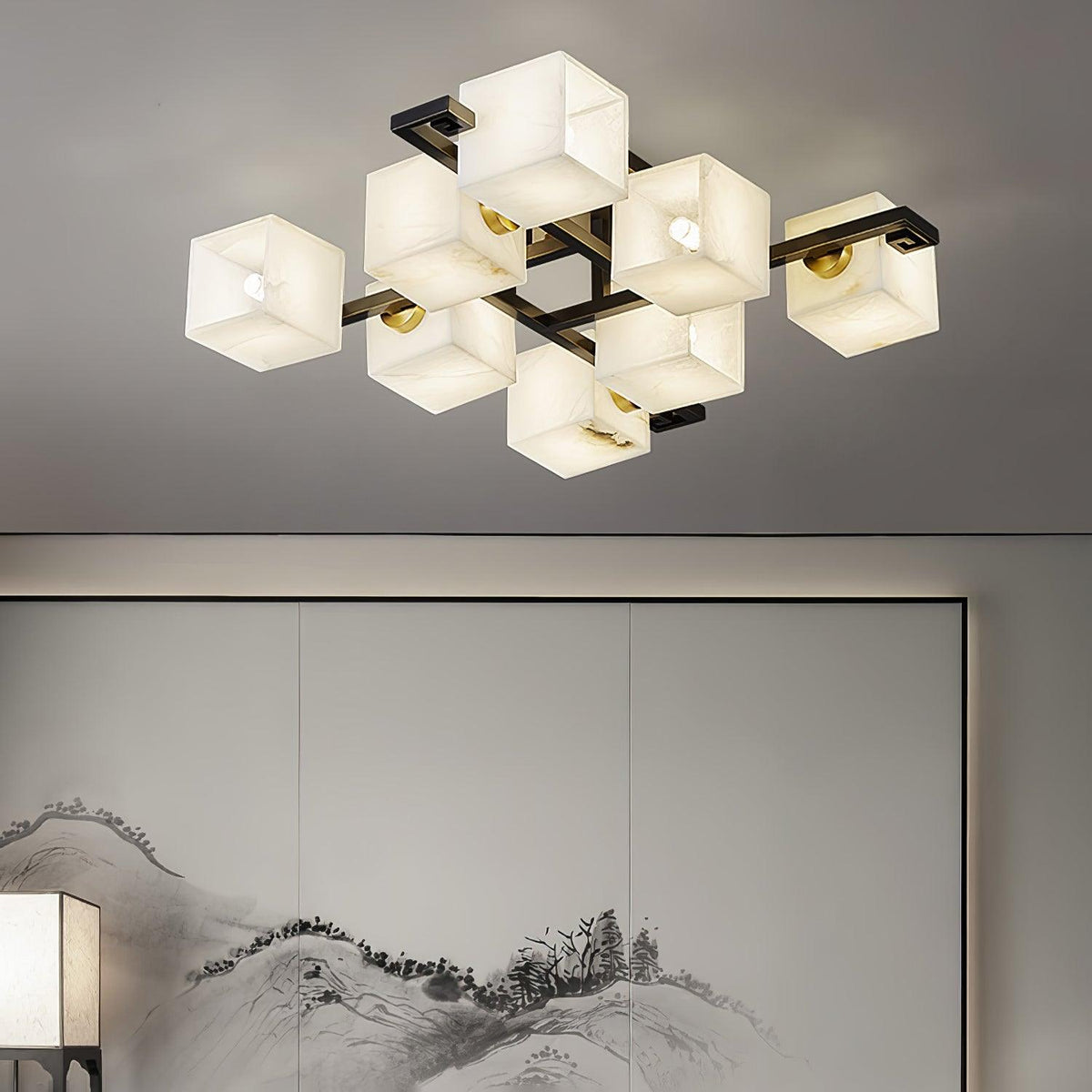 Cubist Alabaster Cluster Ceiling Lamp - Zelno Lighting