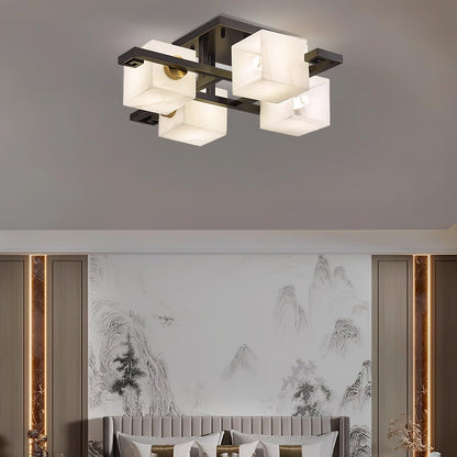 Cubist Alabaster Cluster Ceiling Lamp - Zelno Lighting
