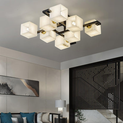 Cubist Alabaster Cluster Ceiling Lamp - Zelno Lighting
