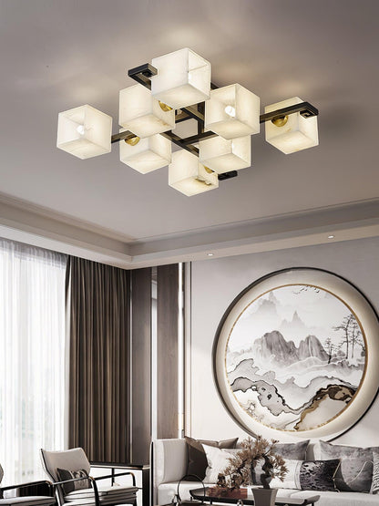 Cubist Alabaster Cluster Ceiling Lamp - Zelno Lighting