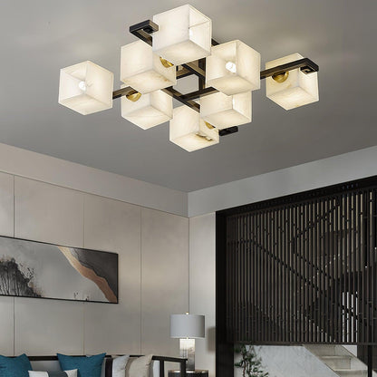 Cubist Alabaster Cluster Ceiling Lamp - Zelno Lighting