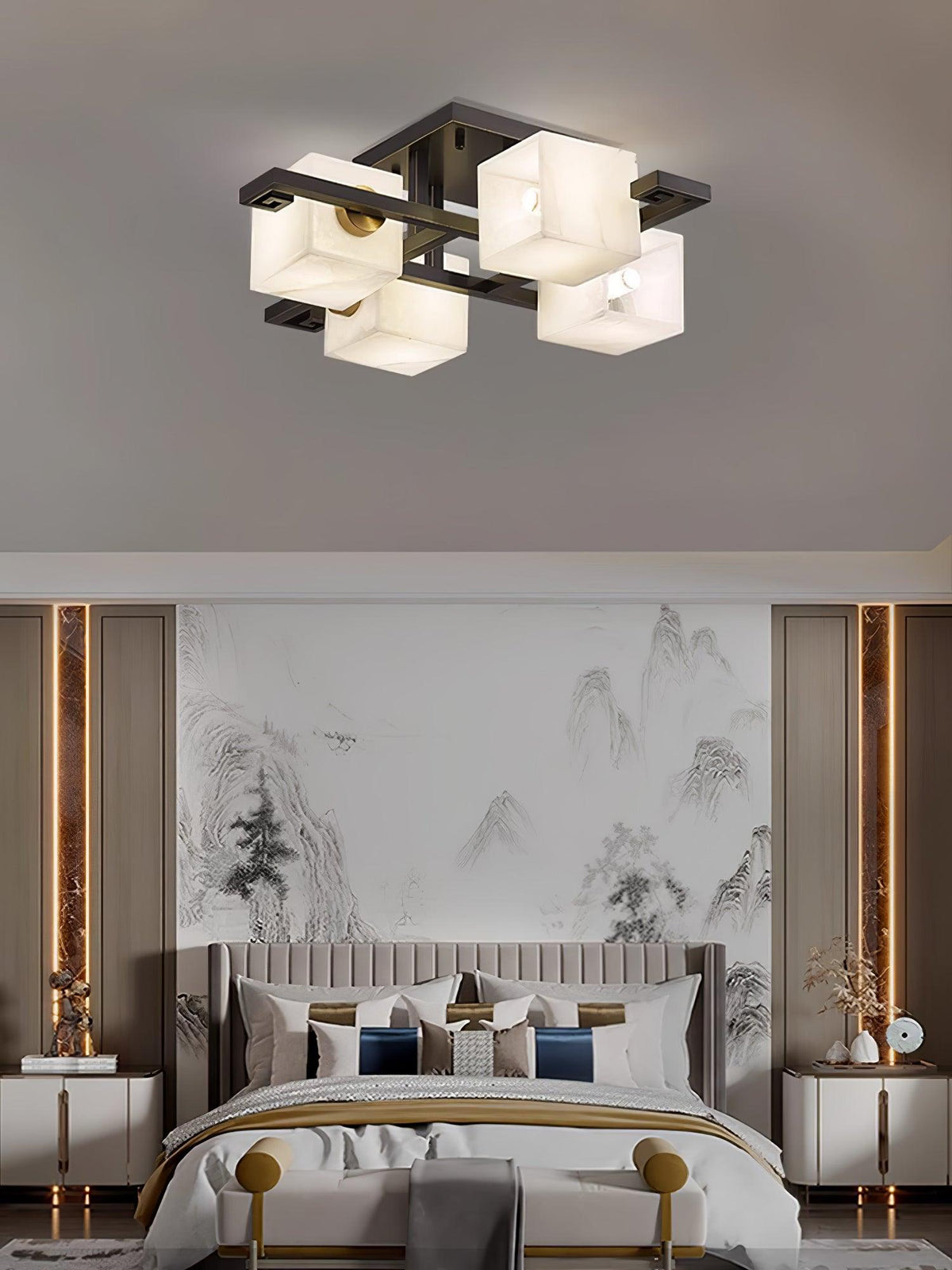 Cubist Alabaster Cluster Ceiling Lamp - Zelno Lighting