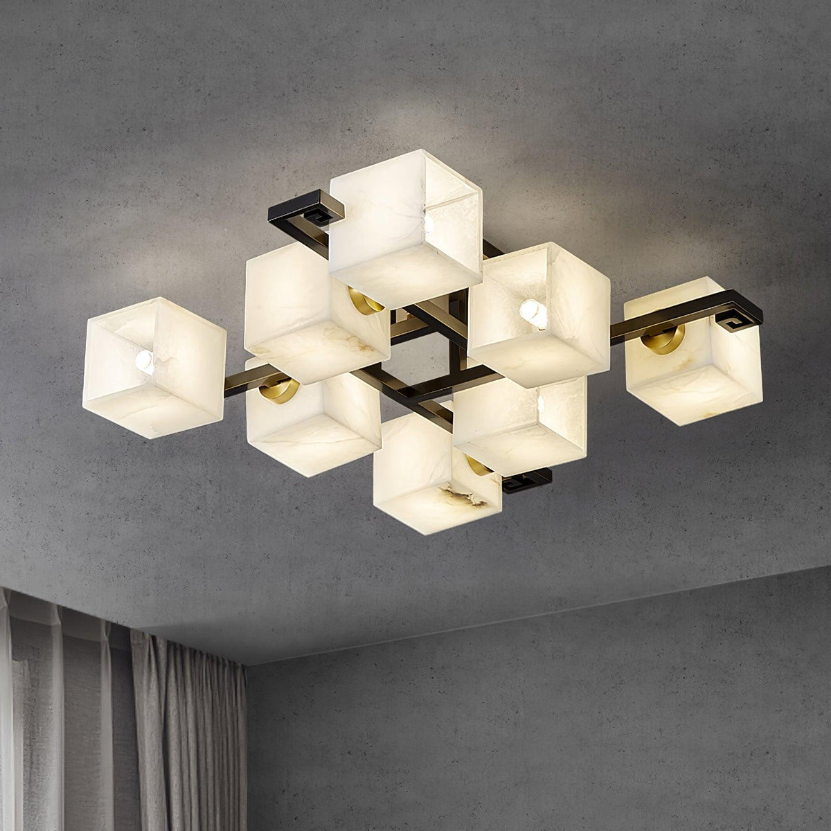 Cubist Alabaster Cluster Ceiling Lamp - Zelno Lighting