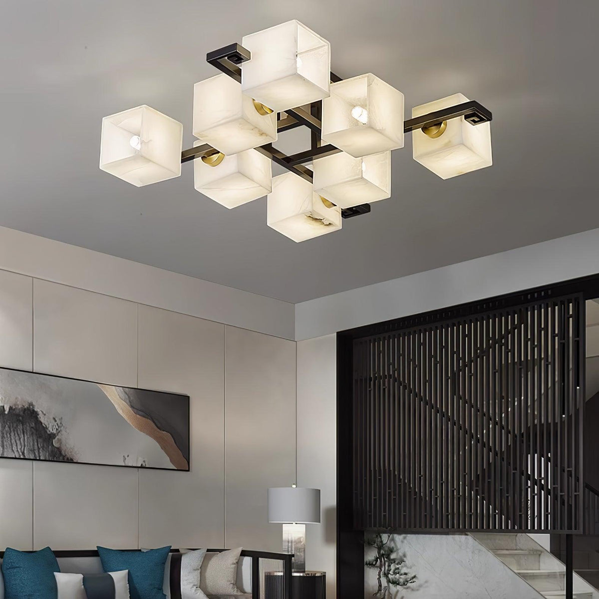 Cubist Alabaster Cluster Ceiling Lamp - Zelno Lighting