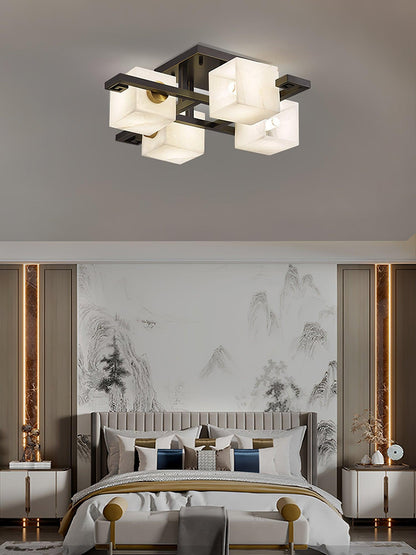 Cubist Alabaster Cluster Ceiling Lamp - Zelno Lighting