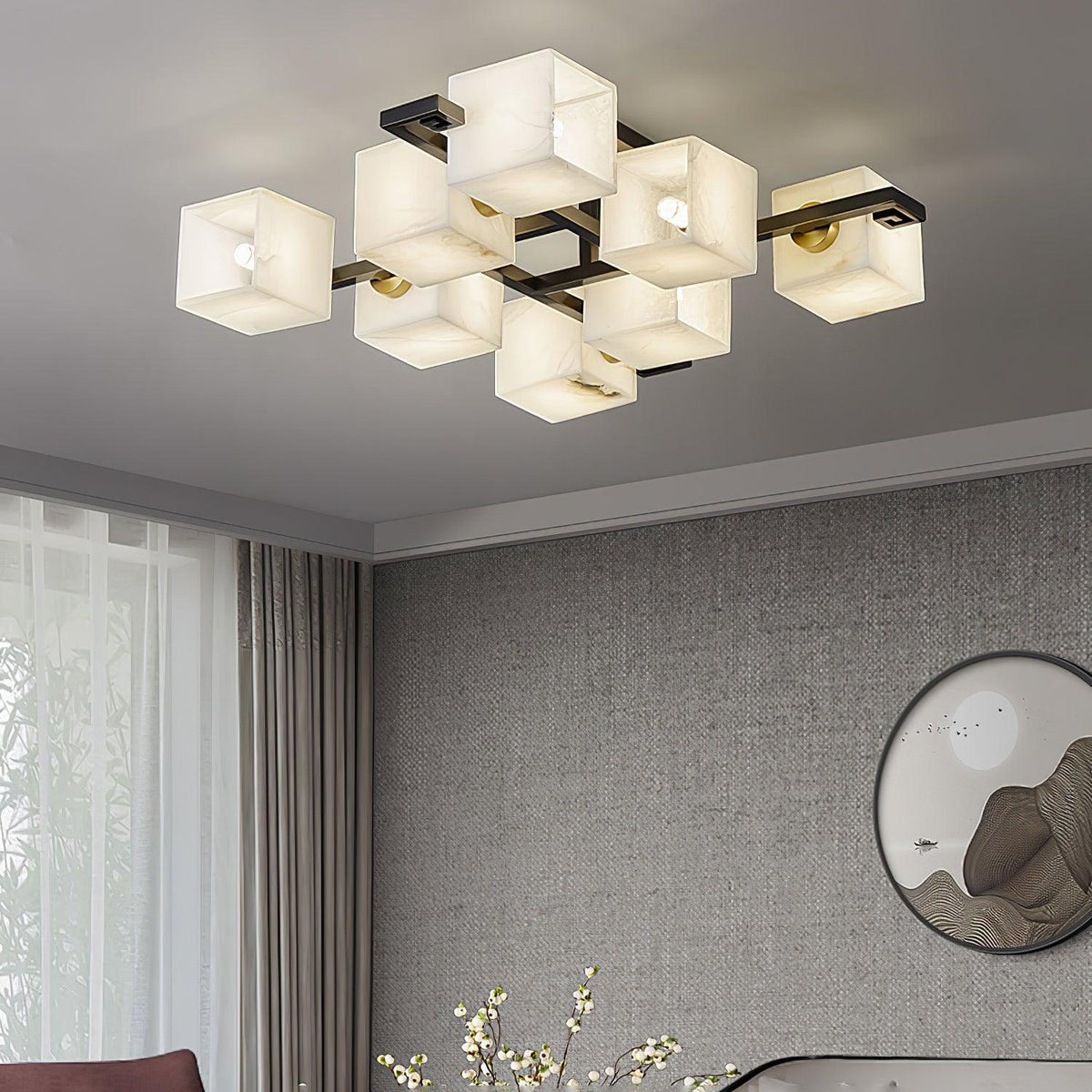 Cubist Alabaster Cluster Ceiling Lamp - Zelno Lighting