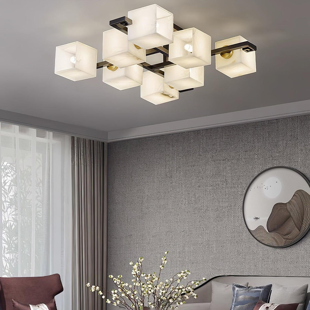 Cubist Alabaster Cluster Ceiling Lamp - Zelno Lighting