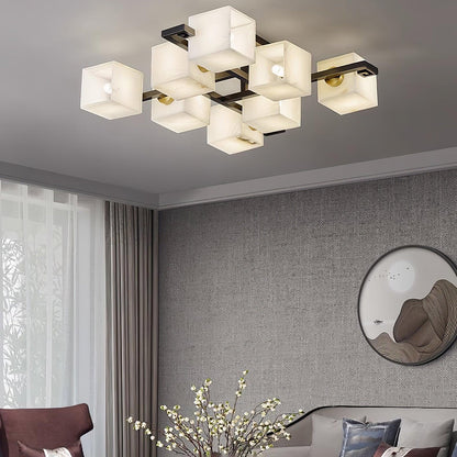Cubist Alabaster Cluster Ceiling Lamp - Zelno Lighting