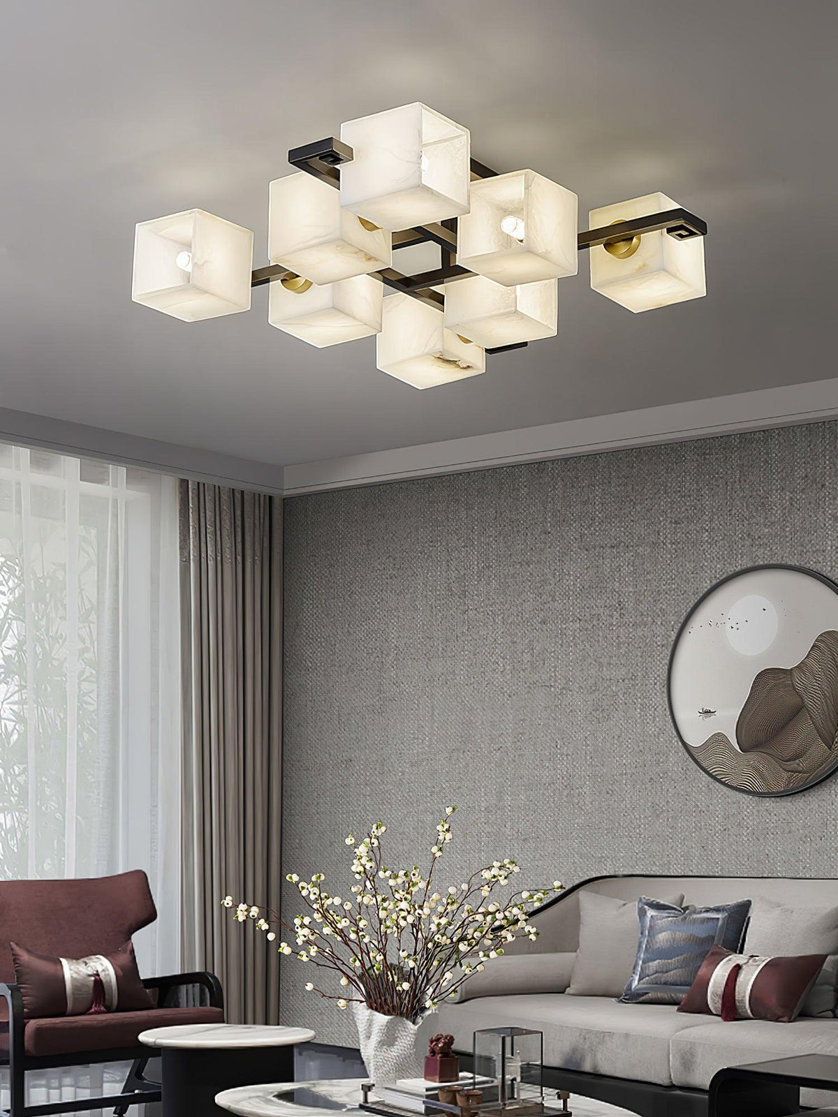 Cubist Alabaster Cluster Ceiling Lamp - Zelno Lighting