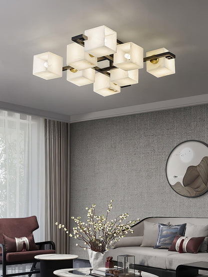 Cubist Alabaster Cluster Ceiling Lamp - Zelno Lighting