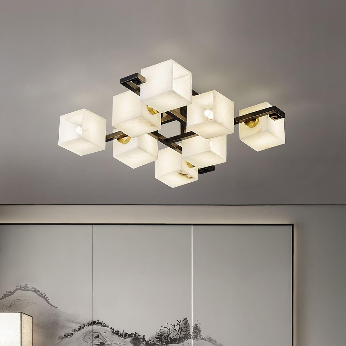 Cubist Alabaster Cluster Ceiling Lamp - Zelno Lighting