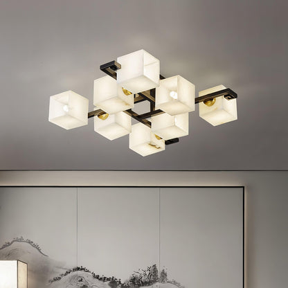 Cubist Alabaster Cluster Ceiling Lamp - Zelno Lighting