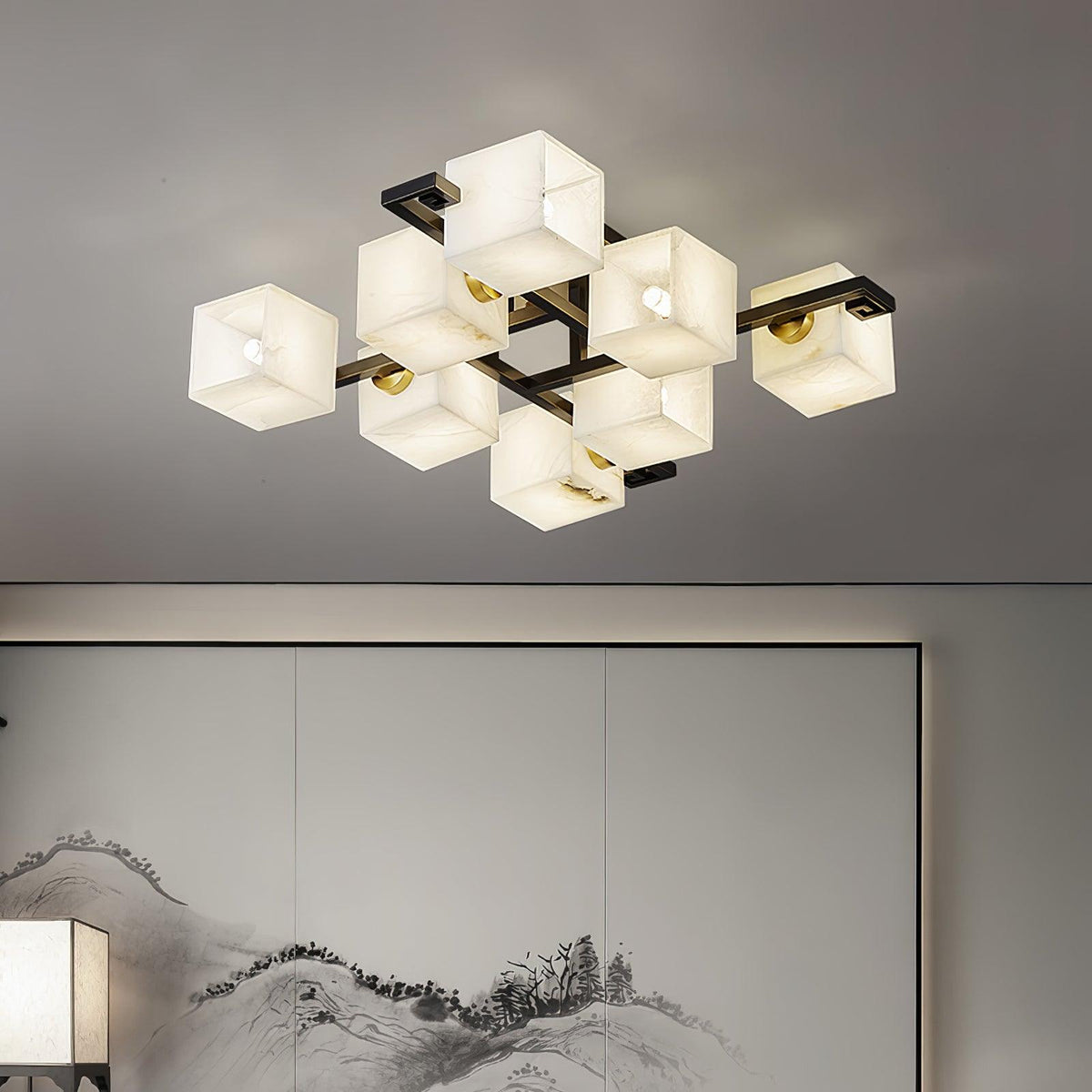Cubist Alabaster Cluster Ceiling Lamp - Zelno Lighting
