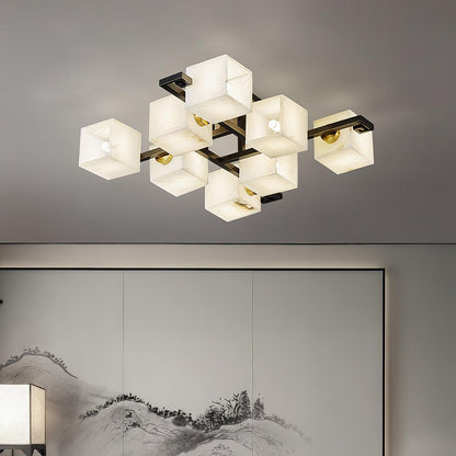 Cubist Alabaster Cluster Ceiling Lamp - Zelno Lighting