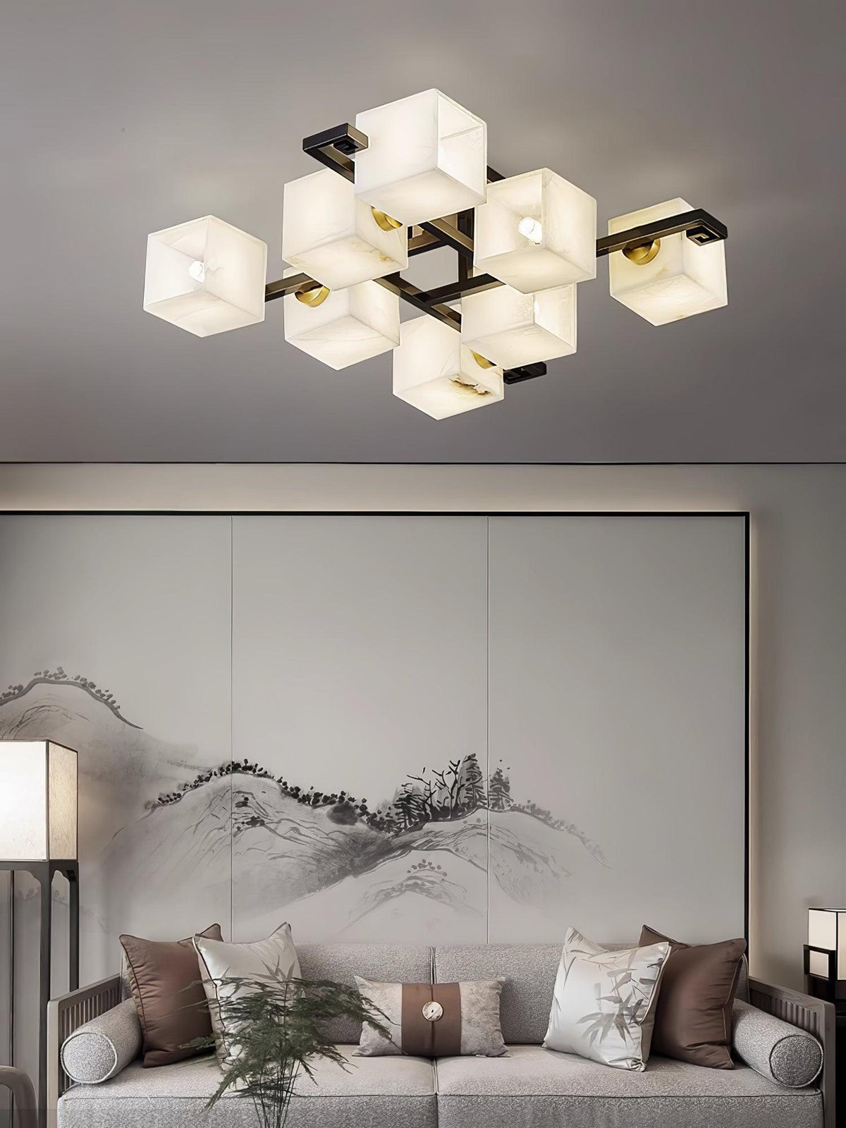 Cubist Alabaster Cluster Ceiling Lamp - Zelno Lighting