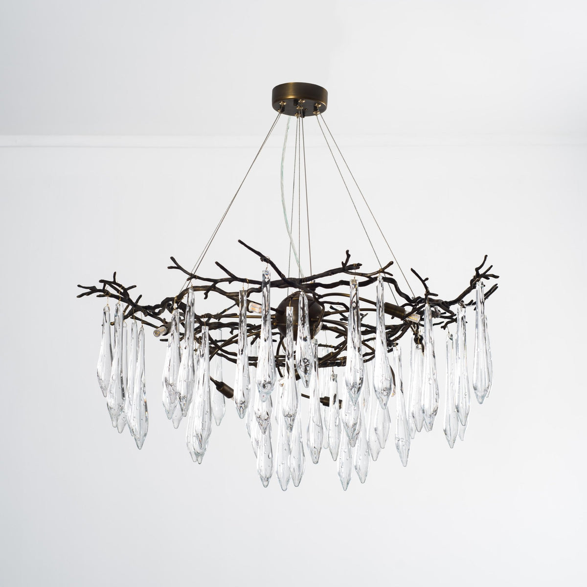 Dawn Teardrop Branch Brass Round Chandelier - Zelno Lighting