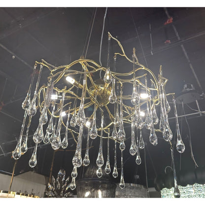 Dawn Teardrop Branch Brass Round Chandelier - Zelno Lighting