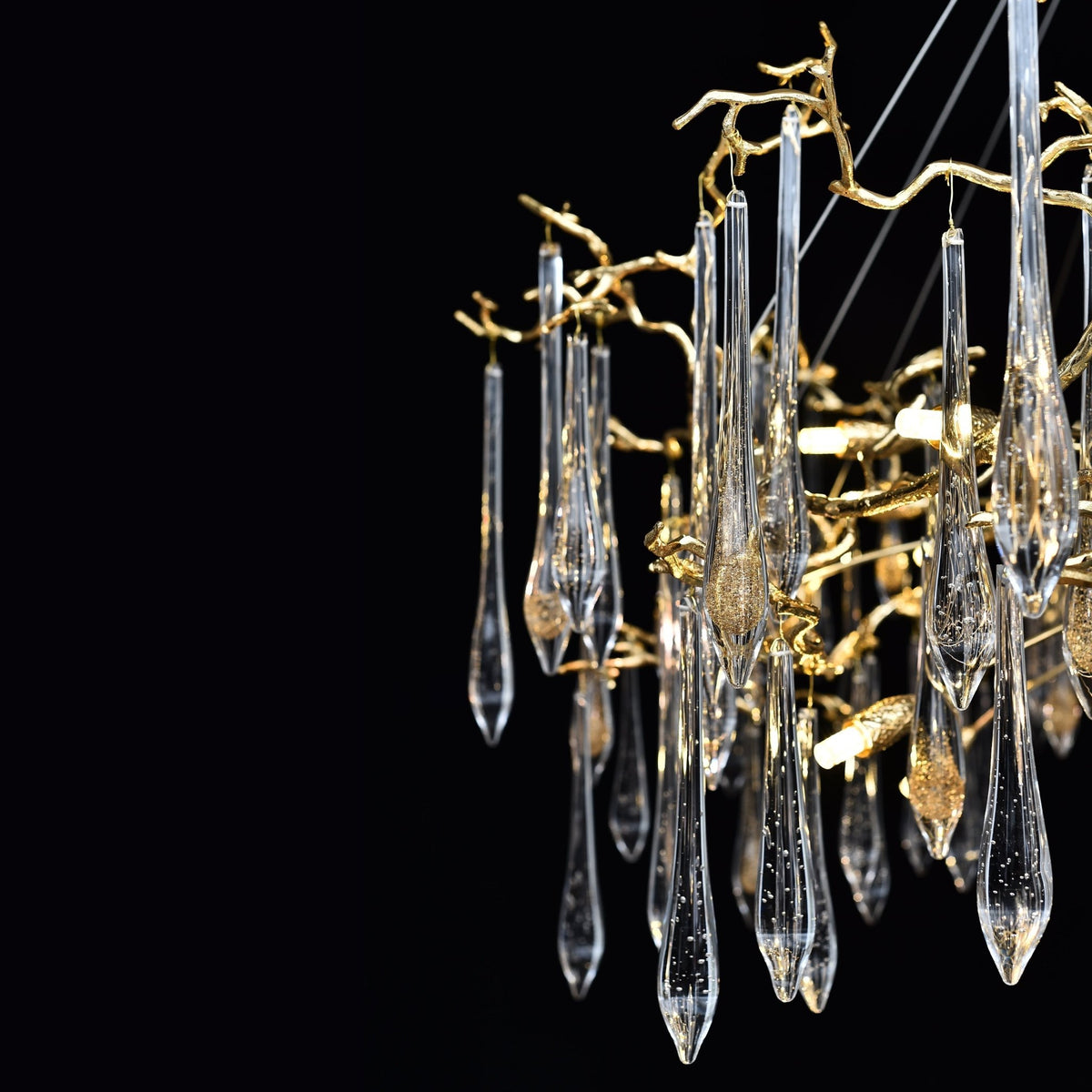 Dawn Teardrop Branch Brass Round Chandelier - Zelno Lighting
