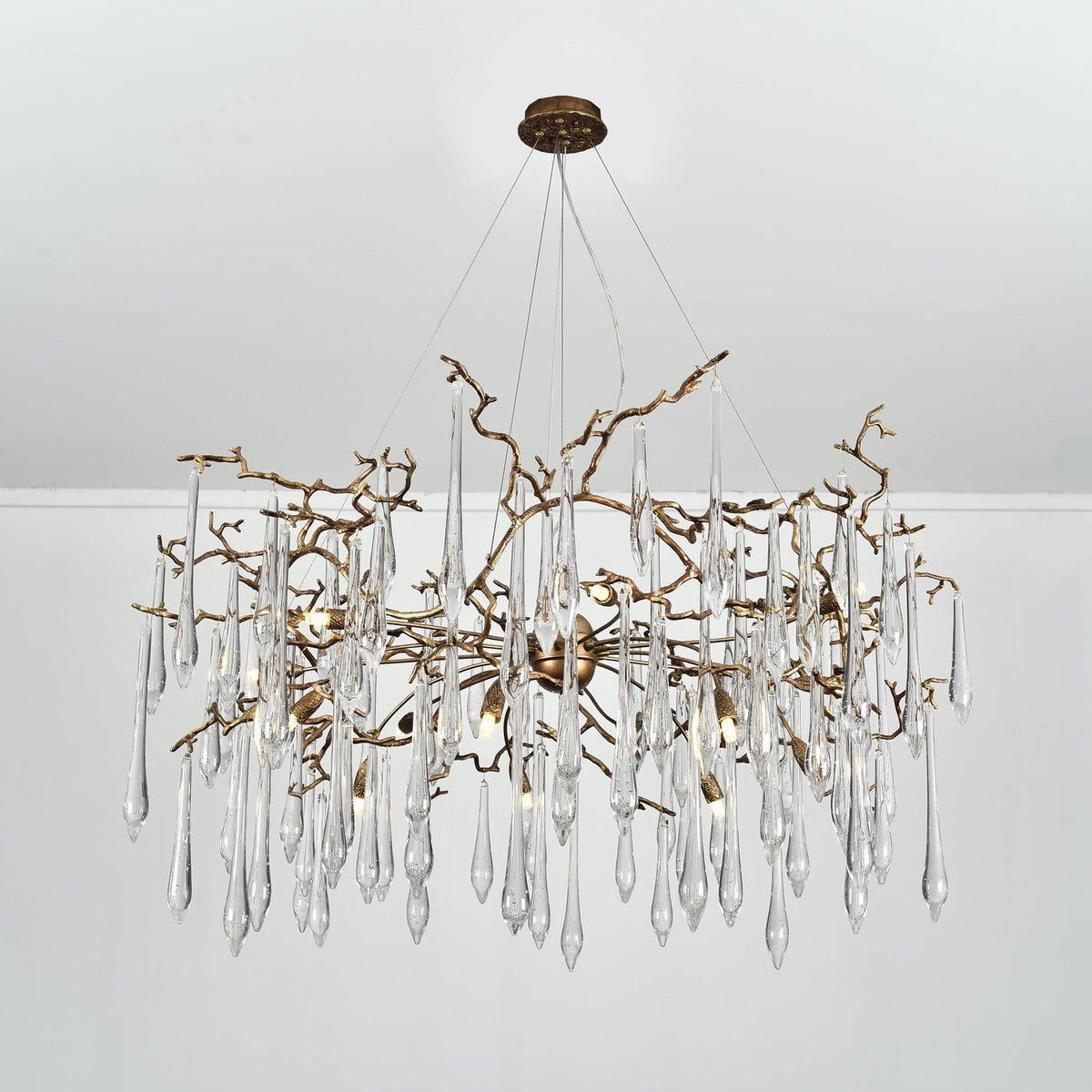 Dawn Teardrop Branch Brass Round Chandelier - Zelno Lighting