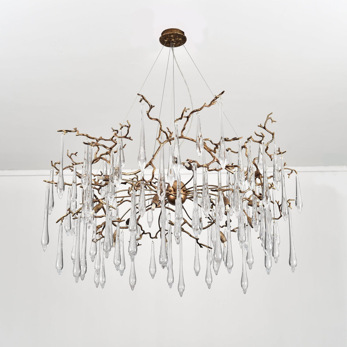 Dawn Teardrop Branch Brass Round Chandelier - Zelno Lighting