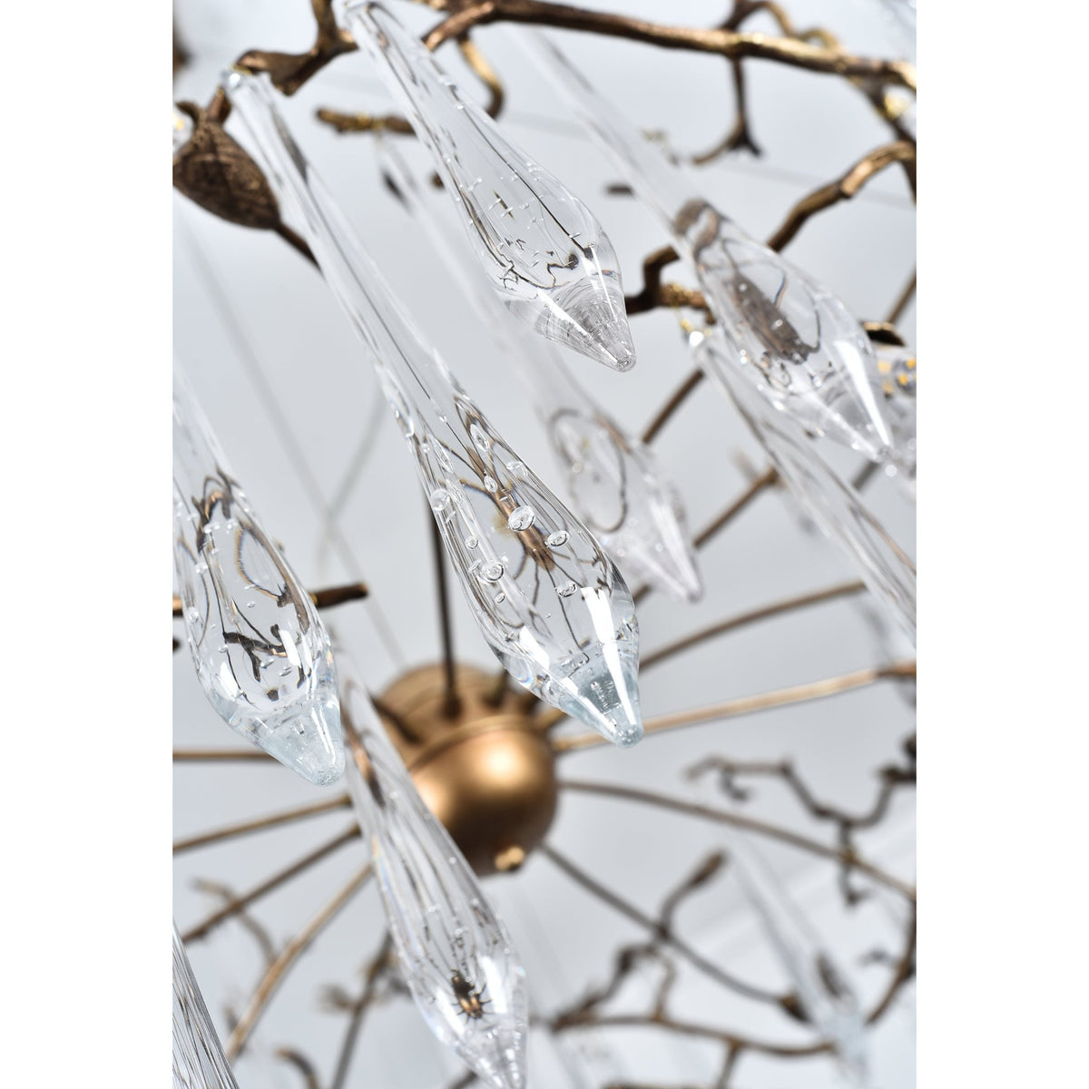 Dawn Teardrop Branch Brass Round Chandelier - Zelno Lighting