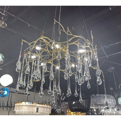 Dawn Teardrop Branch Brass Round Chandelier - Zelno Lighting