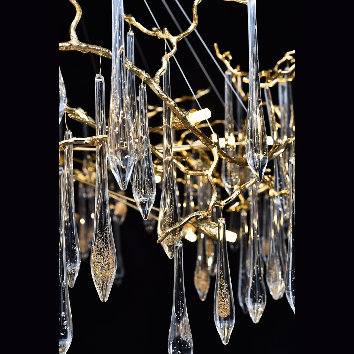 Dawn Teardrop Branch Brass Round Chandelier - Zelno Lighting