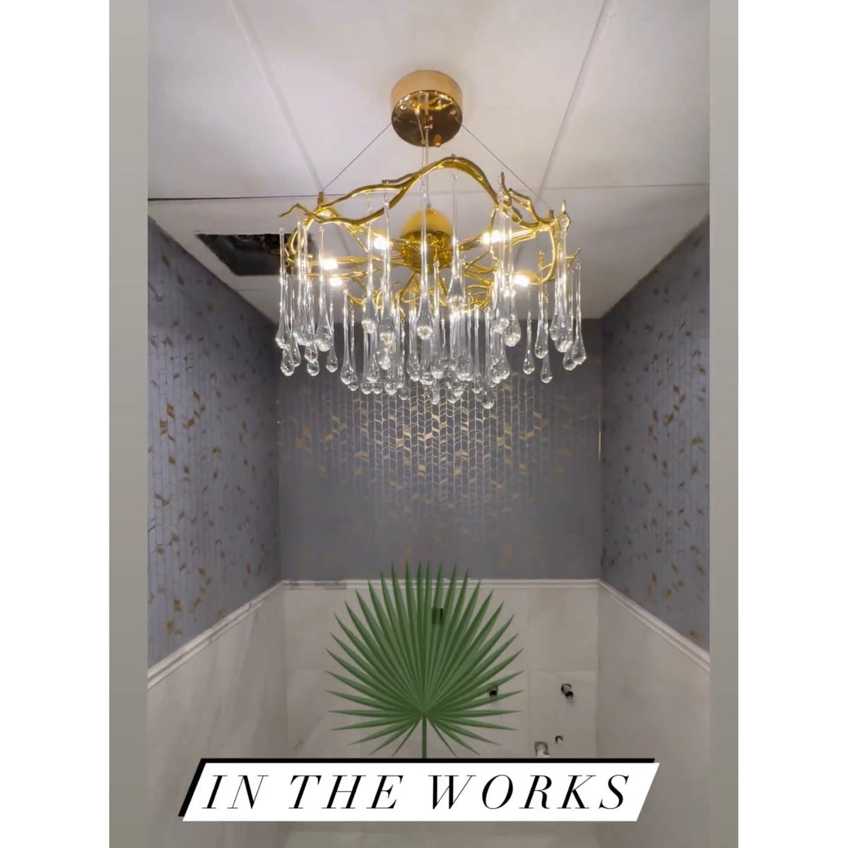 Dawn Teardrop Branch Brass Round Chandelier - Zelno Lighting