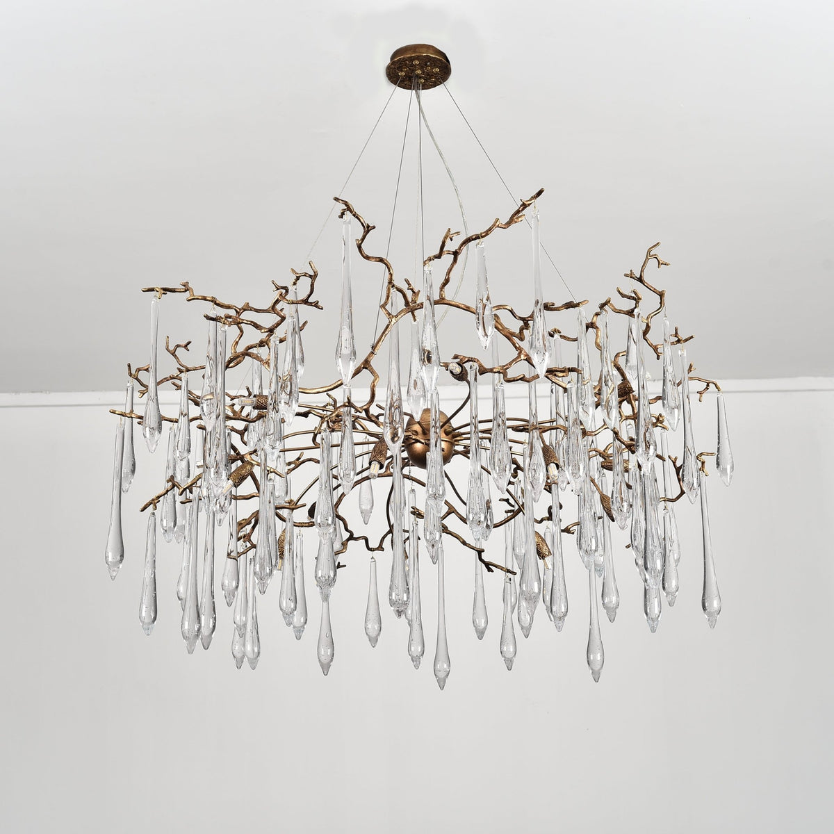 Dawn Teardrop Branch Brass Round Chandelier - Zelno Lighting