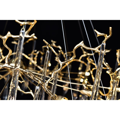 Dawn Teardrop Branch Brass Round Chandelier - Zelno Lighting